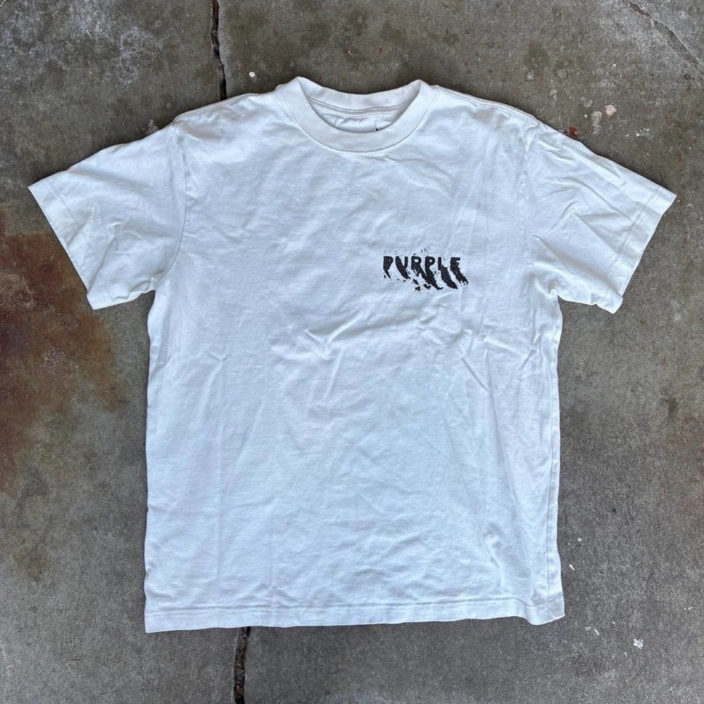 Purple White Graphic Crewneck Tee